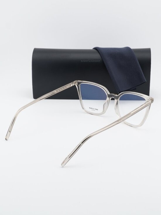 Saint Laurent SL669 001 Cat Eye Eyeglasses – Shiny Beige 54mm main image 7